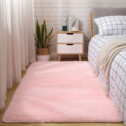 Tapis de Chambre | Shaggy Uni Moderne Scandinave - Tapinna® Rose / Rectangulaire / 50x80cm