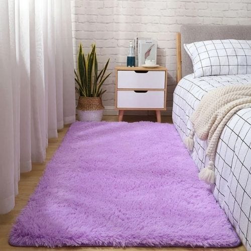 Tapis de Chambre | Shaggy Uni Moderne Scandinave - Tapinna® Violet / Rectangulaire / 50x80cm