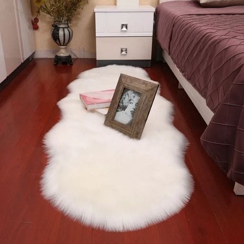 Tapis de Chambre | Shaggy Uni Persan Luxe Poil Long - Tapinna® Blanc / Irrégulier / 40x60cm