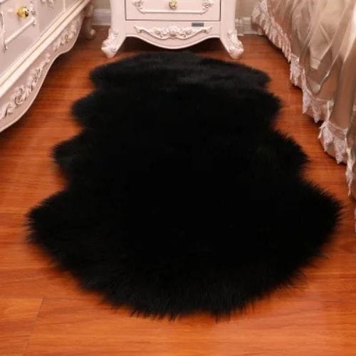 Tapis de Chambre | Shaggy Uni Persan Luxe Poil Long - Tapinna® Noir / Irrégulier / 40x60cm