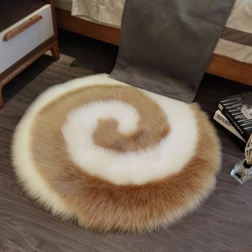 Tapis de Chambre | Shaggy Uni Persan Poil Long - Tapinna® Marron / Rond / 40x40cm (15.75x15.75 Pouces)