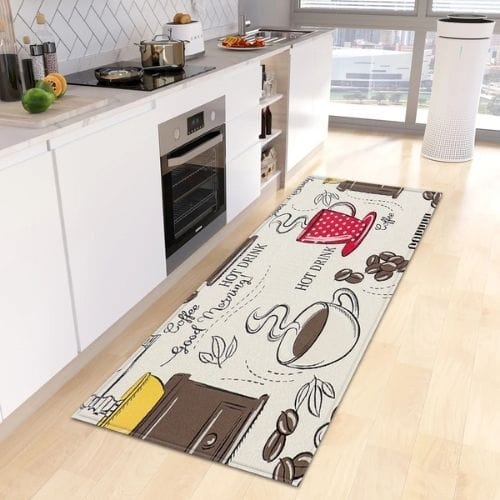 Tapis de Cuisine | Kilim Motif Café - Tapinna® Beige / Rectangulaire / 40x60cm