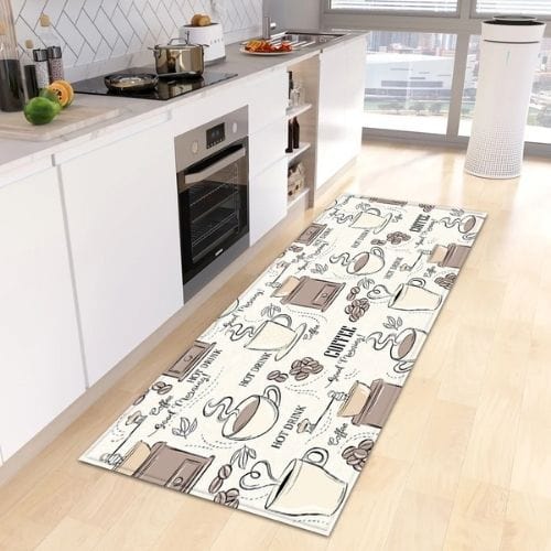 Tapis de Cuisine | Kilim Motif Café - Tapinna® Beige / Rectangulaire / 40x60cm