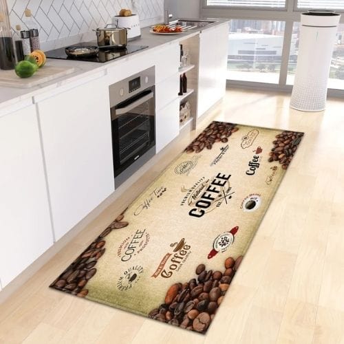 Tapis de Cuisine | Kilim Motif Café - Tapinna® Marron / Rectangulaire / 40x60cm