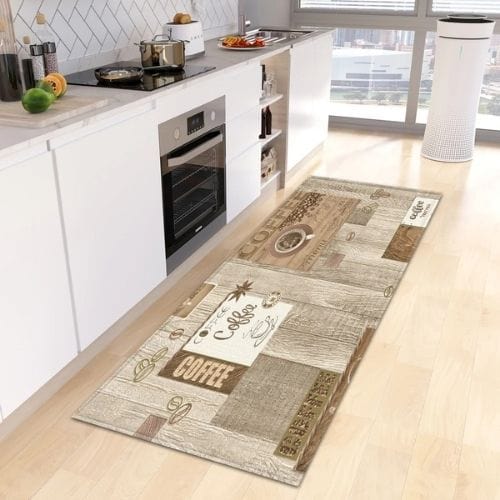 Tapis de Cuisine | Kilim Motif Café - Tapinna® Marron / Rectangulaire / 40x60cm