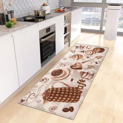 Tapis de Cuisine | Kilim Motif Café - Tapinna® Marron / Rectangulaire / 40x60cm