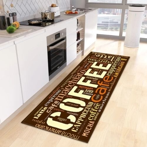 Tapis de Cuisine | Kilim Motif Café - Tapinna® Marron / Rectangulaire / 40x60cm