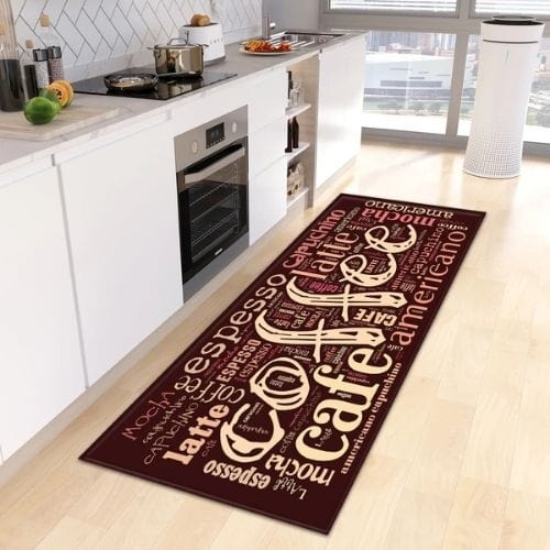 Tapis de Cuisine | Kilim Motif Café - Tapinna® Marron / Rectangulaire / 40x60cm
