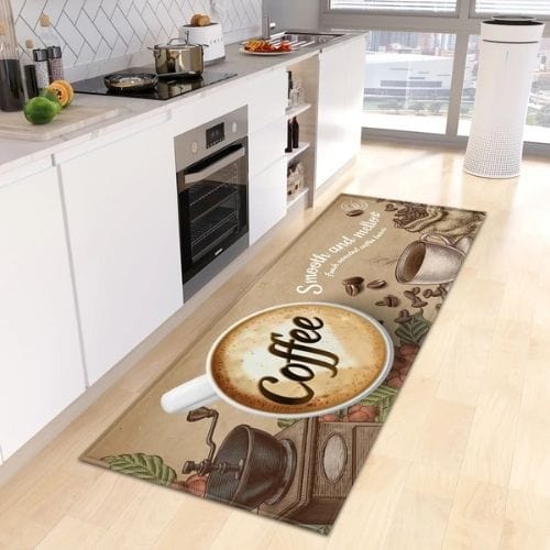 Tapis de Cuisine | Kilim Motif Café - Tapinna® Marron / Rectangulaire / 40x60cm