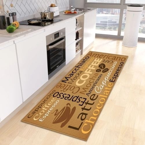 Tapis de Cuisine | Kilim Motif Café - Tapinna® Marron / Rectangulaire / 40x60cm