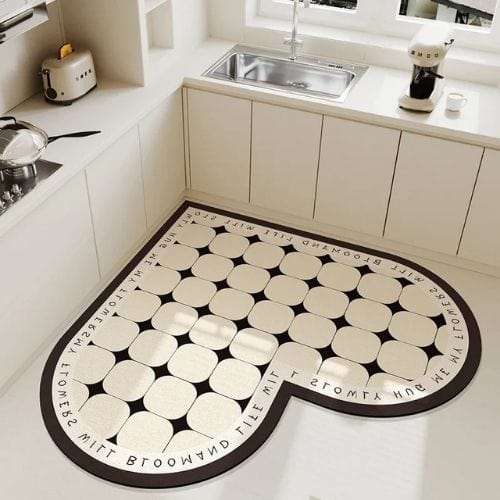 Tapis de Cuisine | Moderne Forme Cœur - Tapinna® Beige / Cœur / 70x70cm