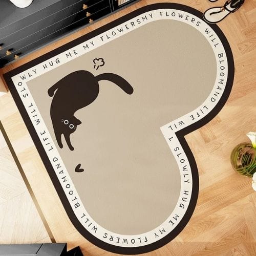 Tapis de Cuisine | Moderne Forme Cœur - Tapinna® Beige / Cœur / 70x70cm