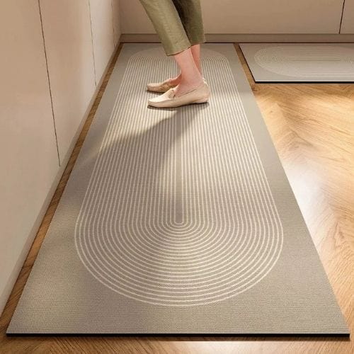 Tapis de Cuisine | Moderne Longue Bande Motif Imprimé - Tapinna® Gris / Rectangulaire / 40x60cm