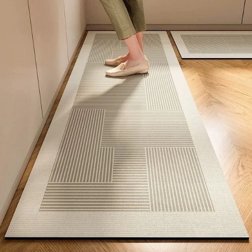 Tapis de Cuisine | Moderne Longue Bande Motif Imprimé - Tapinna® Gris / Rectangulaire / 40x60cm