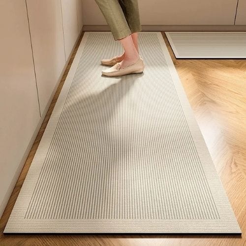 Tapis de Cuisine | Moderne Longue Bande Motif Imprimé - Tapinna® Gris / Rectangulaire / 40x60cm