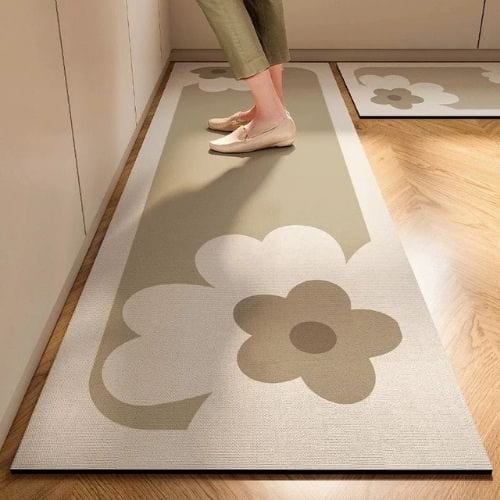 Tapis de Cuisine | Moderne Longue Bande Motif Imprimé - Tapinna® Marron / Rectangulaire / 40x60cm