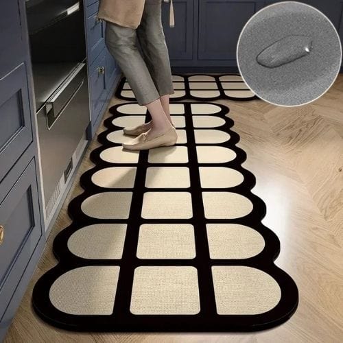 Tapis de Cuisine | Moderne - Tapinna® Beige Noir / Irrégulier / 40x60cm
