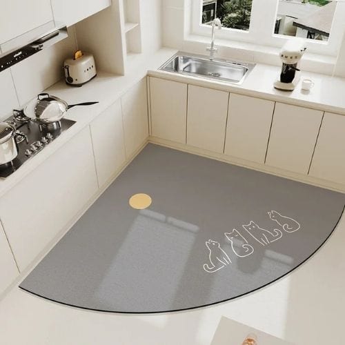 Tapis de Cuisine | Moderne - Tapinna® Gris / Irrégulier / 70x70cm