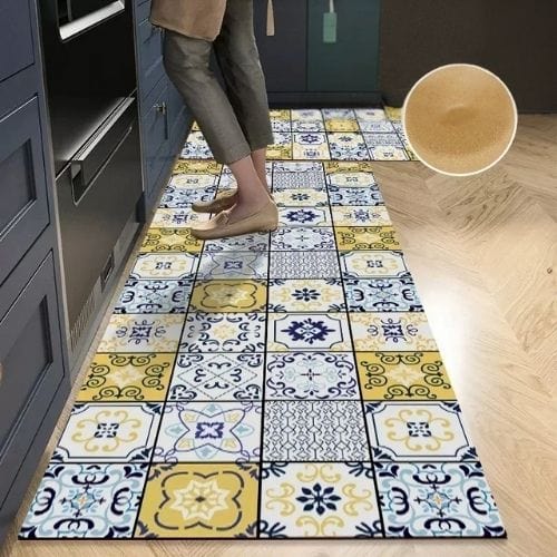 Tapis de Cuisine | Moderne - Tapinna® Jaune Bleu / Rectangulaire / 40x60cm