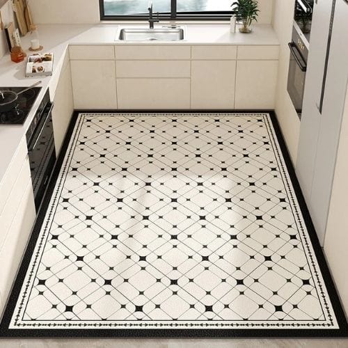 Tapis de Cuisine | Moderne - Tapinna® Noir et Blanc / Rectangulaire / 50x80cm