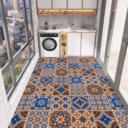 Tapis de Cuisine | Moderne Vintage Imprimé Carrelage - Tapinna® Coloré / Rectangulaire / 50x80cm