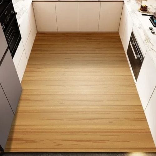 Tapis de Cuisine | Vintage Grain Bois Motif Rayé - Tapinna® Marron / Rectangulaire / 50x80cm