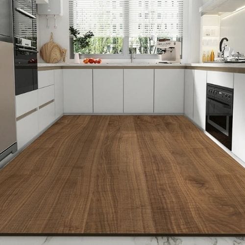 Tapis de Cuisine | Vintage Grain Bois Motif Rayé - Tapinna® Marron / Rectangulaire / 50x80cm