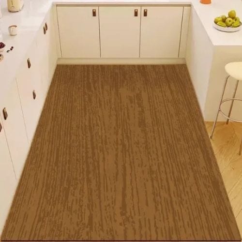 Tapis de Cuisine | Vintage Grain Bois Motif Rayé - Tapinna® Marron / Rectangulaire / 50x80cm