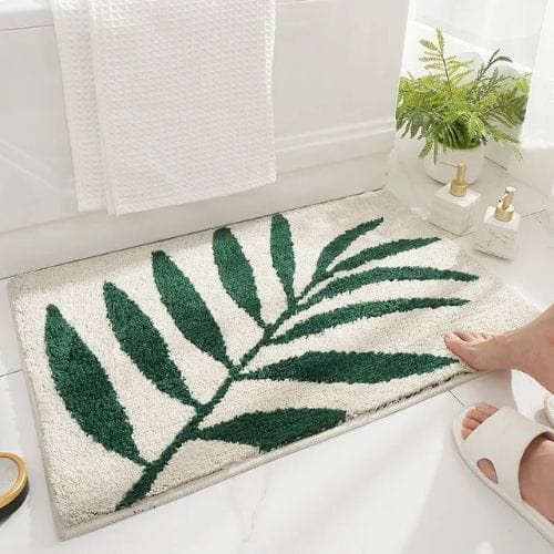 Tapis de Douche | Moderne Poil Ras Motif Feuille Verte - Tapinna® Vert / Rectangulaire / 400x600mm