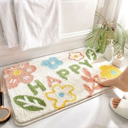 Tapis de Douche | Moderne Poil Ras Motif Fleur - Tapinna® Coloré / Rectangulaire / 400x600mm