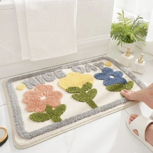 Tapis de Douche | Moderne Poil Ras Motif Fleur - Tapinna® Coloré / Rectangulaire / 400x600mm