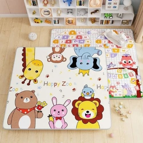 Tapis de Jeu | Pliable Rampant Dessin Animé Enfant - Tapinna® Coloré / Carré / 180x120x0.5cm
