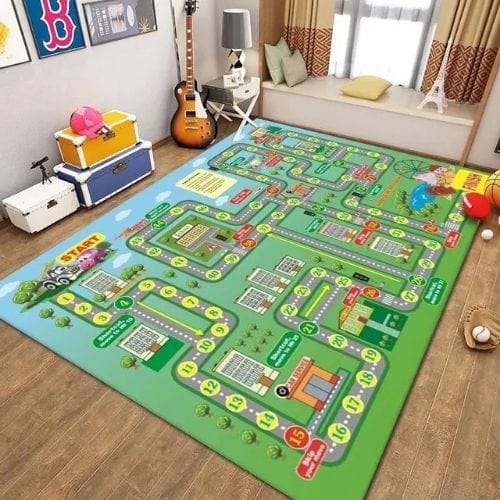 Tapis de Jeu | Route Moderne Enfant - Tapinna® Coloré / Rectangulaire / 50x80cm (19.6x31.5 Pouces)