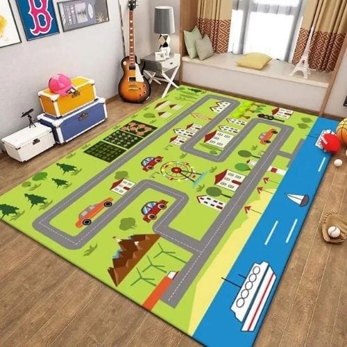 Tapis de Jeu | Route Moderne Enfant - Tapinna® Coloré / Rectangulaire / 50x80cm (19.6x31.5 Pouces)