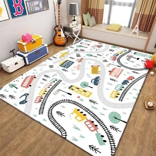 Tapis de Jeu | Route Moderne Enfant - Tapinna® Coloré / Rectangulaire / 50x80cm (19.6x31.5 Pouces)