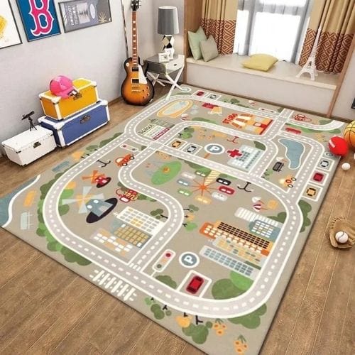 Tapis de Jeu | Route Moderne Enfant - Tapinna® Coloré / Rectangulaire / 50x80cm (19.6x31.5 Pouces)
