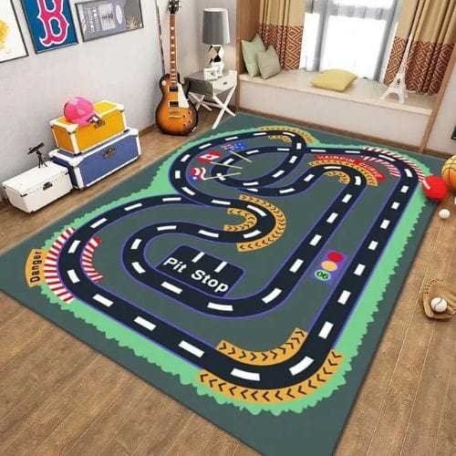 Tapis de Jeu | Route Moderne Enfant - Tapinna® Coloré / Rectangulaire / 50x80cm (19.6x31.5 Pouces)