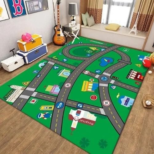 Tapis de Jeu | Route Moderne Enfant - Tapinna® Coloré / Rectangulaire / 50x80cm (19.6x31.5 Pouces)