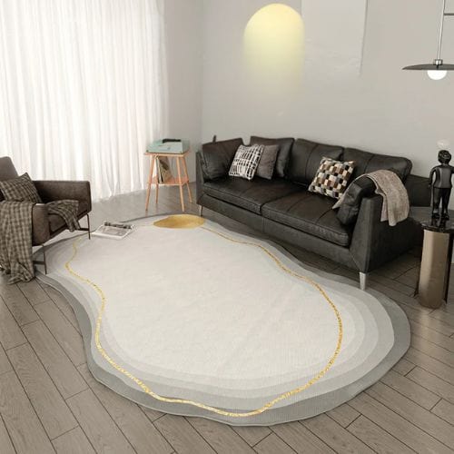 Tapis de Salon | Bohème Moderne Minimaliste Luxe - Tapinna® Doré Gris / Irrégulier / 80x120cm