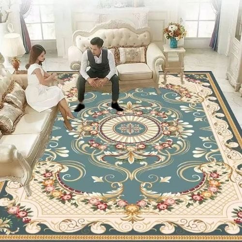 Tapis de Salon | Bohème Vintage Persan Européen - Tapinna® Bleu / Rectangulaire / 40x60cm