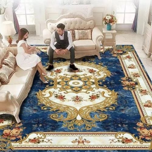 Tapis de Salon | Bohème Vintage Persan Européen - Tapinna® Bleu / Rectangulaire / 40x60cm