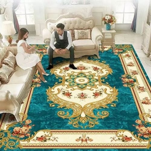 Tapis de Salon | Bohème Vintage Persan Européen - Tapinna® Turquoise / Rectangulaire / 40x60cm