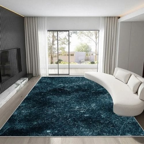 Tapis de Salon | Kilim Luxe Scandinave Abstrait Marbre - Tapinna® Bleu / Rectangulaire / 60x90cm (Paillasson)
