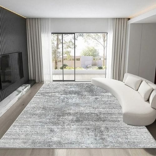 Tapis de Salon | Kilim Luxe Scandinave Abstrait Marbre - Tapinna® Gris / Rectangulaire / 60x90cm (Paillasson)