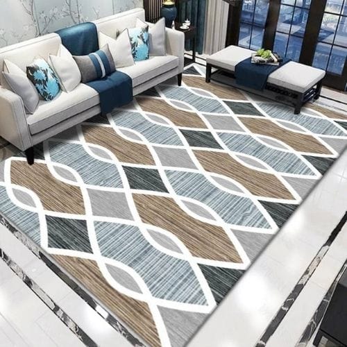Tapis de Salon | Kilim Minimaliste Scandinave Abstrait - Tapinna® Bleu / Rectangulaire / 80x120cm