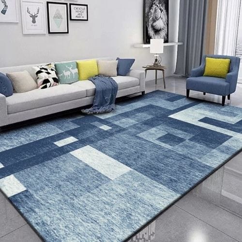 Tapis de Salon | Kilim Minimaliste Scandinave Abstrait - Tapinna® Bleu / Rectangulaire / 80x120cm