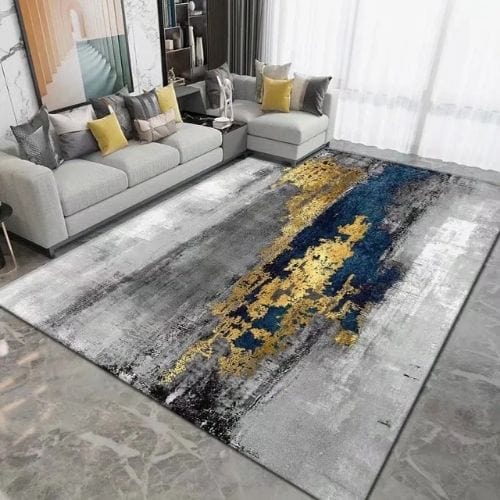 Tapis de Salon | Kilim Minimaliste Scandinave Abstrait - Tapinna® Doré Gris / Rectangulaire / 80x120cm