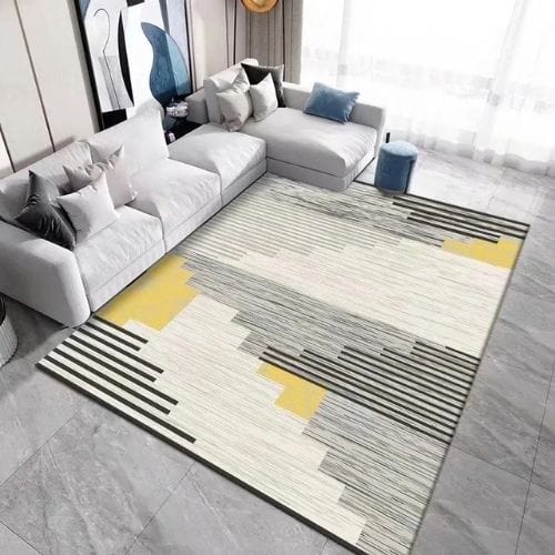 Tapis de Salon | Kilim Minimaliste Scandinave Abstrait - Tapinna® Jaune Coloré / Rectangulaire / 80x120cm
