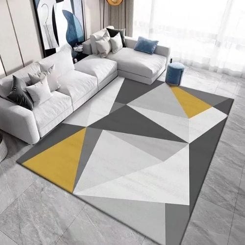 Tapis de Salon | Kilim Minimaliste Scandinave Abstrait - Tapinna® Jaune Gris / Rectangulaire / 80x120cm