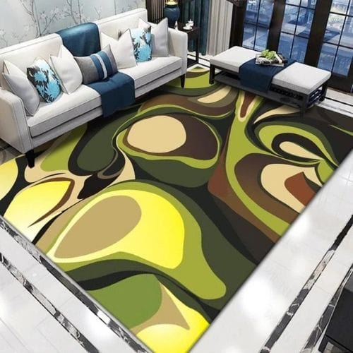 Tapis de Salon | Kilim Minimaliste Scandinave Abstrait - Tapinna® Vert / Rectangulaire / 80x120cm